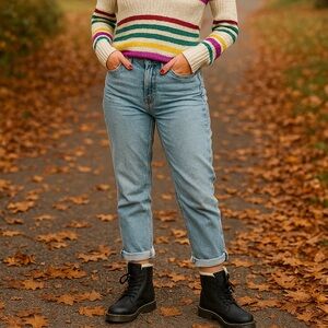 ZARA High Rise Straight Leg Jeans Light Wash